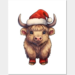 Bison in Santa Hat Posters and Art